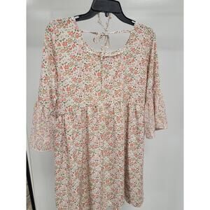 UMGEE Floral Ditsy Boho Dress with Bell Ruffle Sleeves Size L + Bonus 221